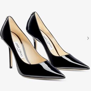 Jimmy Choo Abel Black Patent Stiletto Pump Size 38.5